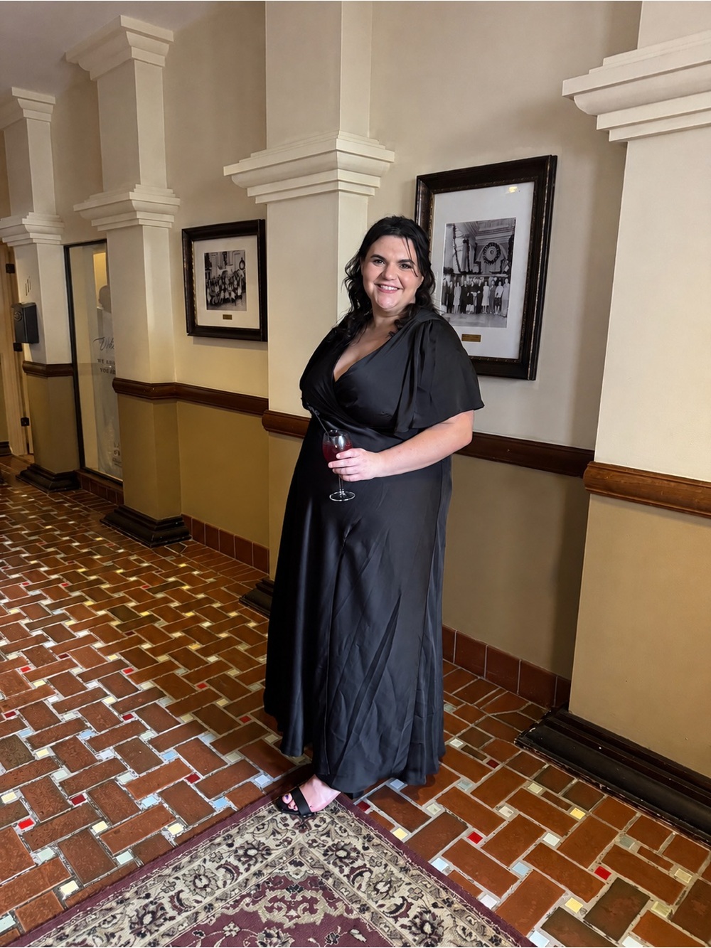 Birdy Grey Black V-Neck Maxi Dress with Side Slit